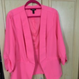 Neon Pink Torrid Rouched-sleeve Blazer size 2